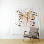 ピンクとゴールドの21歳誕生日写真撮影用背景 タペストリー (インサイチュ(横))