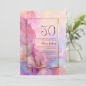 ピンクとゴールドの30歳の誕生日パーティー 招待状 (スタンド正面)