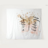 ピンクとゴールドの30歳誕生日写真撮影用背景 タペストリー (正面(横))