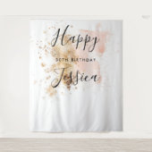 ピンクとゴールドの30歳誕生日写真撮影用背景 タペストリー (正面)