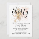 ピンクとゴールドの30歳誕生日招待状 招待状 (正面)