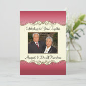 ピンクとゴールドの50周年フォトウェディングアニバーサリー 招待状 (スタンド正面)