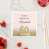 ピンクとゴールドの60歳の誕生日記念ナプキン スタンダードカクテルナプキン (インサイチュ)