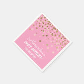 ピンクとゴールドフォイルの紙吹雪ベビーシャワー スタンダードカクテルナプキン (角)