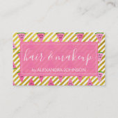 ピンクとゴールドフォイルサマースイカおもしろい 名刺 (正面)