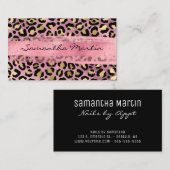 ピンクとゴールドフォイルヒョウのスポットブラシストローク 名刺 (正面/裏面)