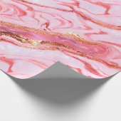 ピンクとゴールドフォイル大理石 ラッピングペーパー (角)