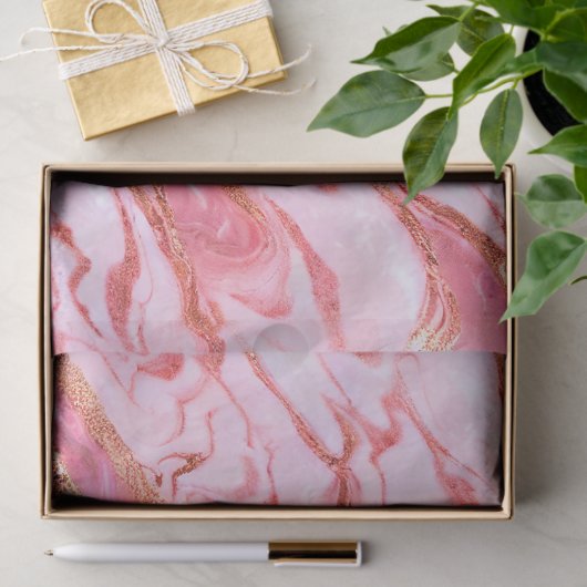 ピンクとゴールドフォイル大理石 薄葉紙 (ギフト)