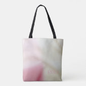 ピンクとサテンの生地の外観とイニシャル トートバッグ (裏面)