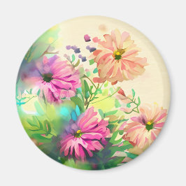 ピンクとサンゴのヴィンテージの花 マグネット