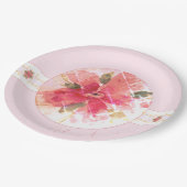 ピンクとサンゴの水色 ペーパープレート (アングル)