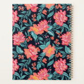ピンクとサンゴの花のパーソナライズされたプランナー プランナー手帳 (裏面)