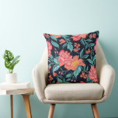 ピンクとサンゴの花 クッション (椅子)