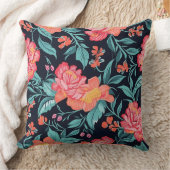 ピンクとサンゴの花 クッション (ブランケット)