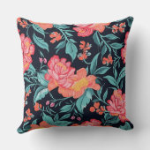 ピンクとサンゴの花 クッション (裏面)