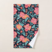 ピンクとサンゴの花 バスタオルセット (ハンドタオル)