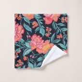 ピンクとサンゴの花 バスタオルセット (ウォッシュタオル)