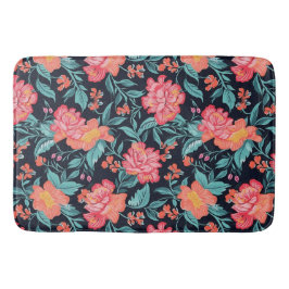 ピンクとサンゴの花 バスマット