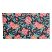 ピンクとサンゴの花 枕カバー (裏面-右)