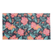 ピンクとサンゴの花 枕カバー (裏面-左)