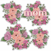 ピンクとサンゴバラ母の日 シール (正面)