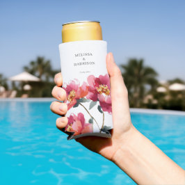 ピンクとサンゴ結婚牡丹 スリム缶クーラー