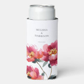 ピンクとサンゴ結婚牡丹 スリム缶クーラー (Seltzer正面)