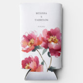 ピンクとサンゴ結婚牡丹 スリム缶クーラー (正面)