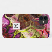 ピンクとシャートレウス大理石絞り染めとモノグラム Case-Mate iPhoneケース (裏面(横))