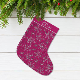 ピンクとシルバーのオーダーメイド ラージクリスマスストッキング