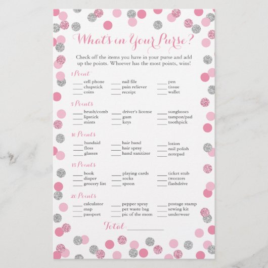 ピンクとシルバーのグリッターあなたの財布のゲームの何が (正面)