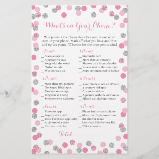 ピンクとシルバーのグリッターあなたの電話ゲームの何が (正面)