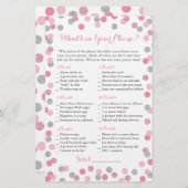 ピンクとシルバーのグリッターあなたの電話ゲームの何が (正面/裏面)