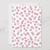 ピンクとシルバーのグリッターツインズベビーシャワー招待状 招待状 (裏面)