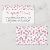 ピンクとシルバーのグリッターディスプレイシャワー挿入カード エンクロージャーカード (正面/裏面)