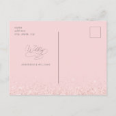 ピンクとシルバーのグリッター ウェディング セーブ・ザ・デート グラム 案内ポストカード (裏面)