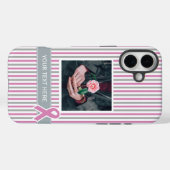 ピンクとシルバーのストライプケースカスタム写真と文字 Case-Mate iPhoneケース (裏面 (横))