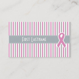 ピンクとシルバーのストライプビジネスカスタムカード 名刺
