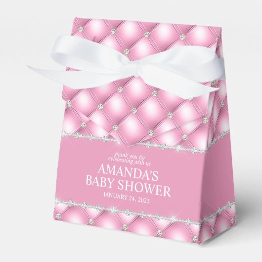 ピンクとシルバーのタフト グラマラスおもてなしボックス フェイバーボックス (正面サイド)