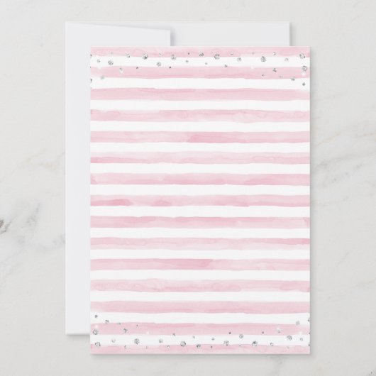 ピンクとシルバーのダイヤモンドユニコーン赤ちゃんシャワー 招待状 (裏面)