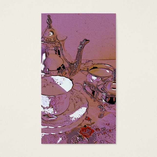 ピンクとシルバーのティーセット (正面)