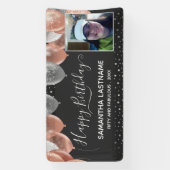 ピンクとシルバーのバルーン誕生日パーティーの予算 横断幕 (縦)