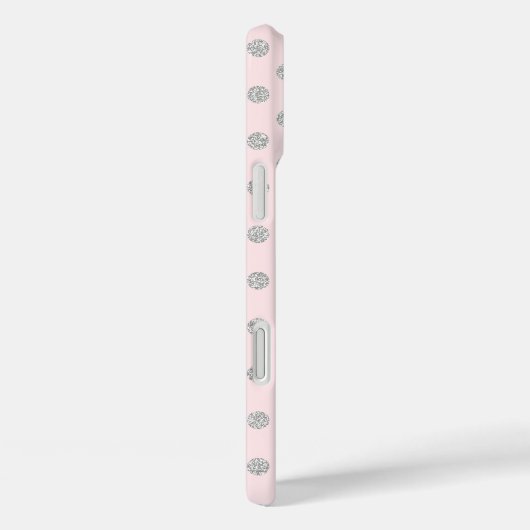 ピンクとシルバーのフェイクグリッター水玉模様パターン Case-Mate iPhoneケース (裏面 / 右)