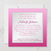 ピンクとシルバーのフローラSweet sixteen招待状 招待状 (裏面)