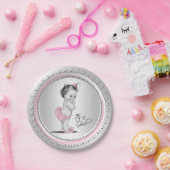 ピンクとシルバーのベビーシャワー紙プレート ペーパープレート (パーティー)