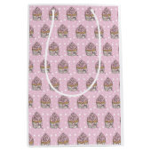 ピンクとシルバーのポルカドットケーキ ミディアムペーパーバッグ (正面)