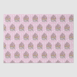 ピンクとシルバーのポルカドット ケーキ 薄葉紙