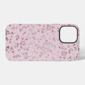 ピンクとシルバーのラメフレークス iPhoneケース (裏面横)