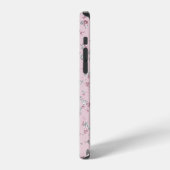 ピンクとシルバーのラメフレークス iPhoneケース (左側面)
