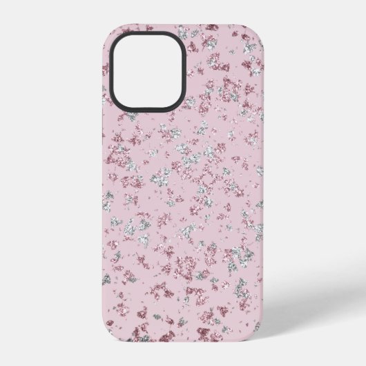 ピンクとシルバーのラメフレークス iPhoneケース (裏面)